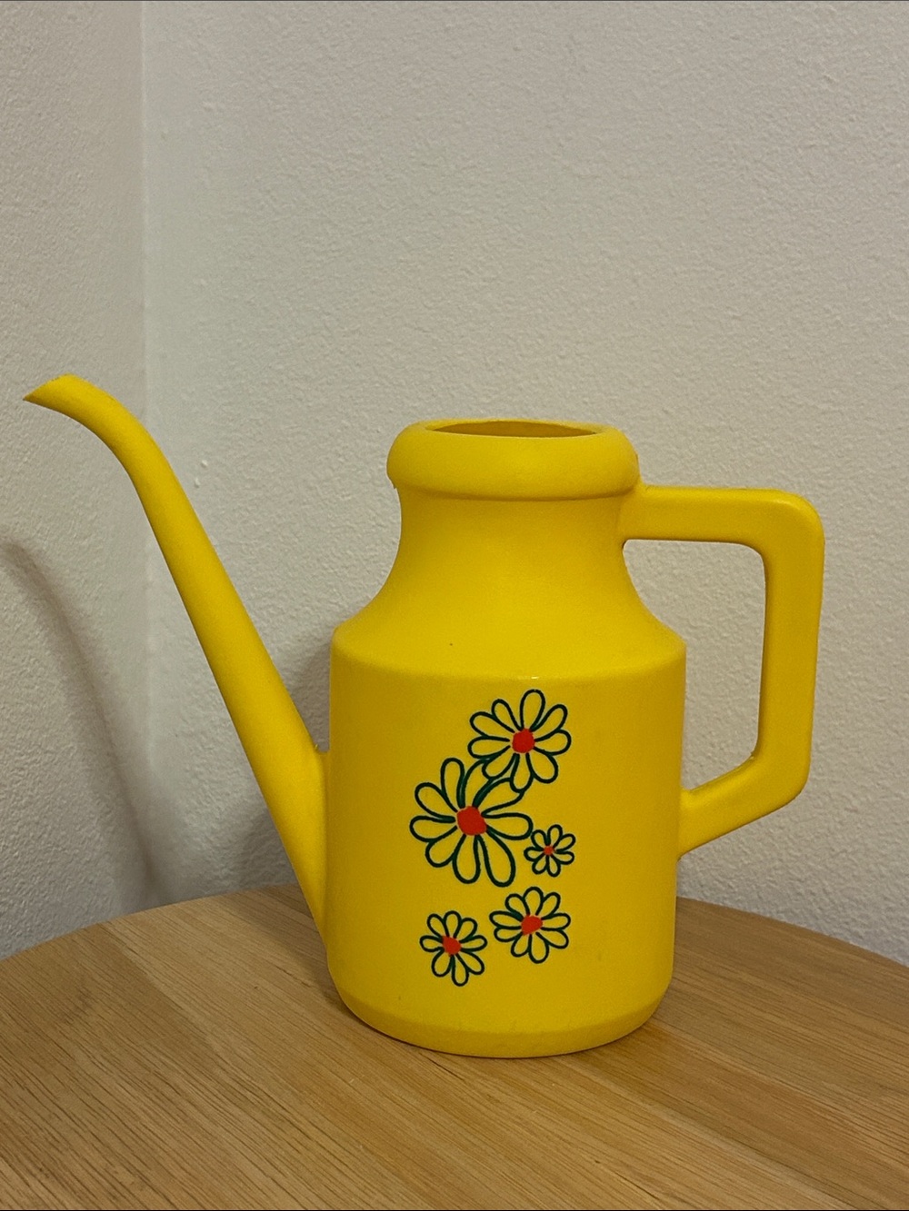 Vintage Yellow Plastic Floral Watering Can Home Art Décor